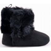 Zimné dojčenské capačky/topánočky s kožúškom YO !- čierne, veľ. 0/6 m, 56-68 (0-6 m)